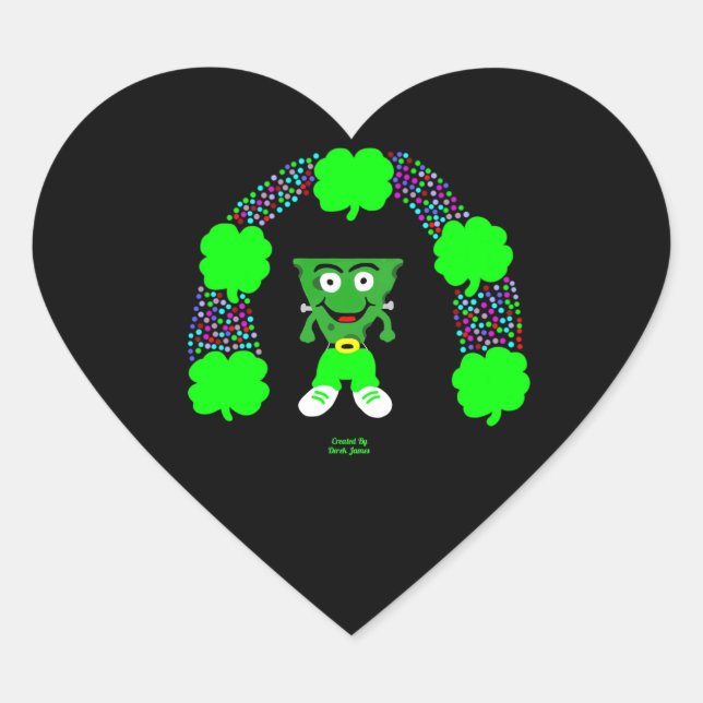 St.  Patrick's FrankenCheese Heart Sticker (Front)