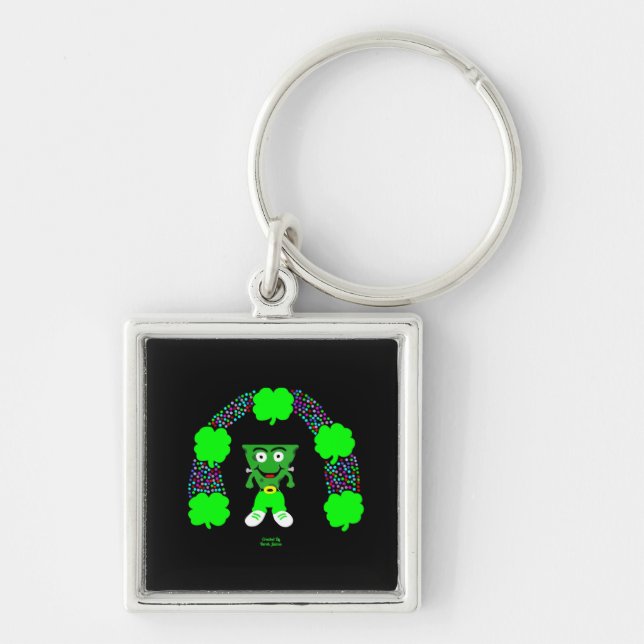St.  Patrick's FrankenCheese Square Keychain (Front)