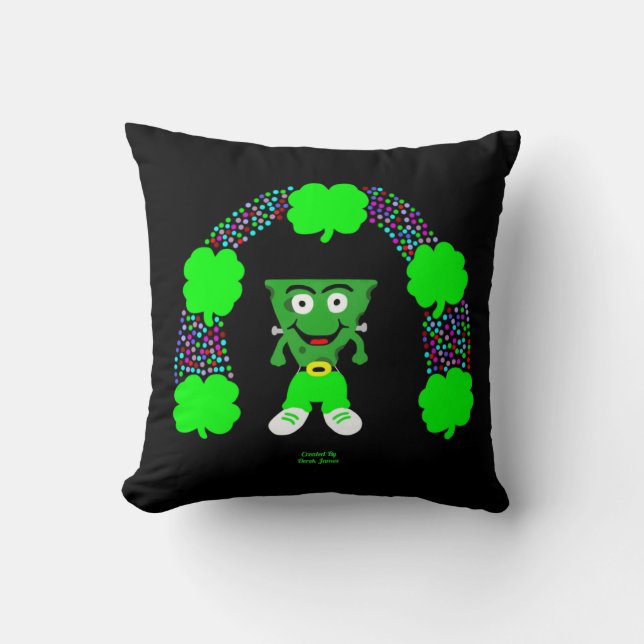 St.  Patrick's FrankenCheese Square Throw Pillow (Front)