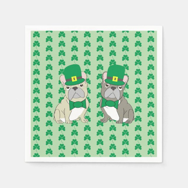 St. Patricks French Bulldogs Napkin (Front)