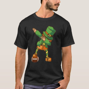 St Patricks Funny Leprechaun Dabbing Football Amer T-Shirt