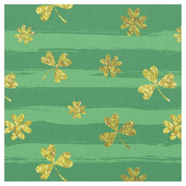 st patricks golden shamrocks fabric (Close Up)