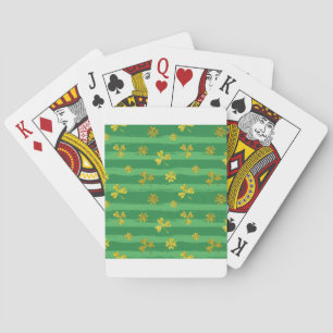 st patricks golden shamrocks playing cards