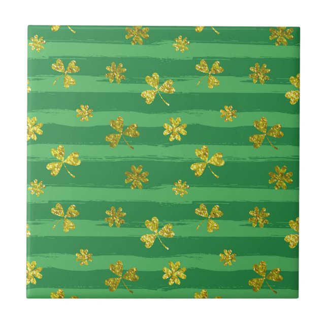 st patricks golden shamrocks tile (Front)
