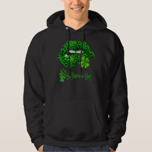St Patrick's Grab this Green Lips Leopard Print To Hoodie