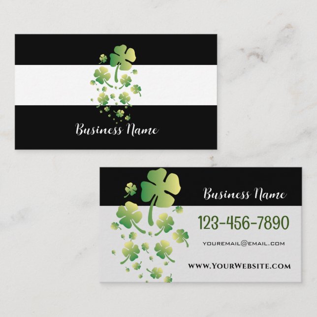 St. Patricks Gradient Clover Business Card (Front/Back)