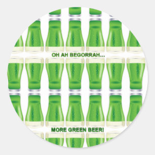 St. Patrick's Green Beer Pattern Classic Round Sticker