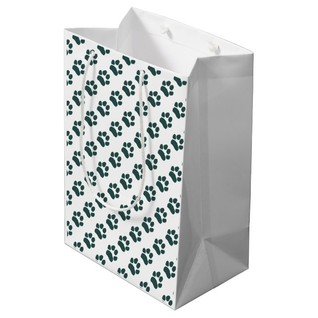 St. Patrick's Green Paw Print Medium Gift Bag (Back Angled)