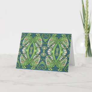 ST. PATRICK'S GREEN SHAMROCK DRAGON, IRISH FANTASY HOLIDAY CARD