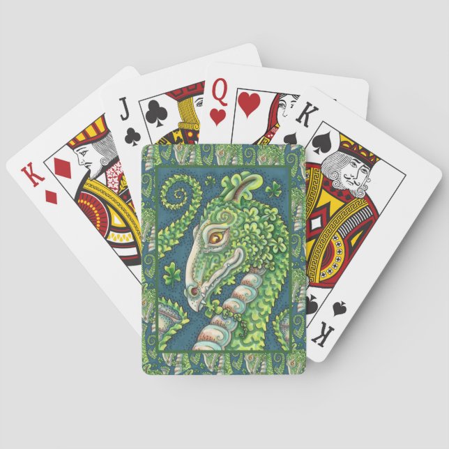 ST. PATRICK'S GREEN SHAMROCK DRAGON, IRISH FANTASY PLAYING CARDS (Back)