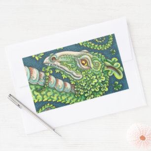 ST. PATRICK'S GREEN SHAMROCK DRAGON, IRISH FANTASY STICKER