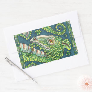 ST. PATRICK'S GREEN SHAMROCK DRAGON, IRISH FANTASY STICKER