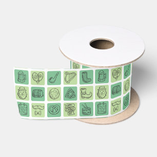 St. Patrick's Hand Drawn Icons ID635 Satin Ribbon