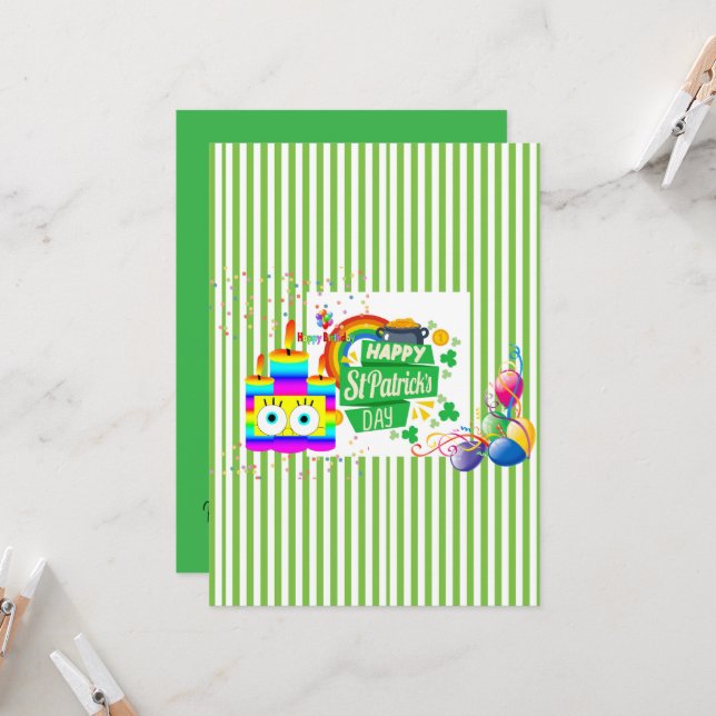 St. Patrick's Happy Birthday Invitation  (Front/Back In Situ)