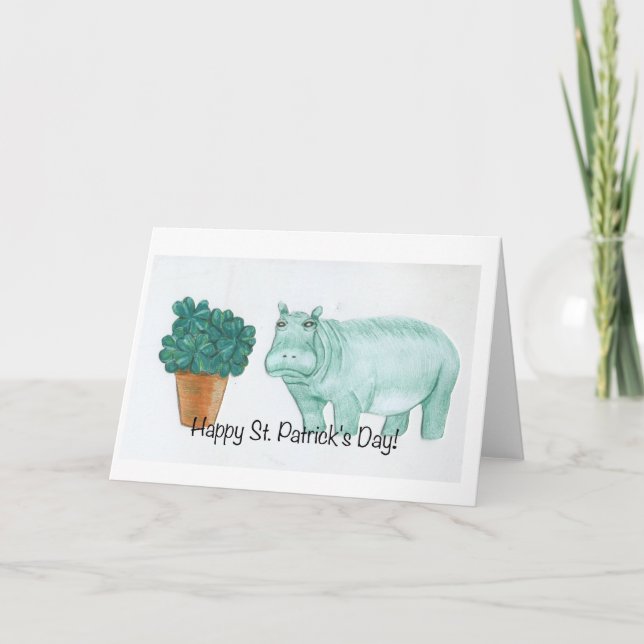 St. Patrick's Hippo Card (Front)