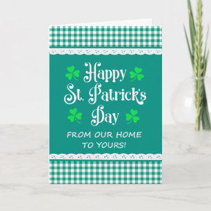 St Patrick's Home to Home Shamrock Green Checks Card