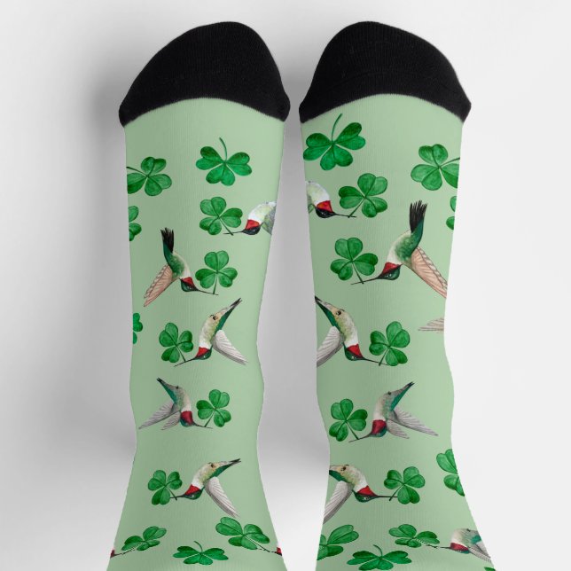 St. Patrick's Hummingbird Crew Socks (Top)
