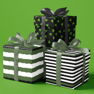 St Patricks in green and black set of 3 Wrapping Paper Sheet