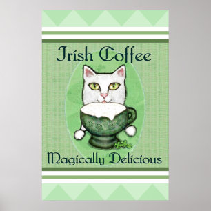 St. Patrick's Irish Coffee Cat Poster / Print