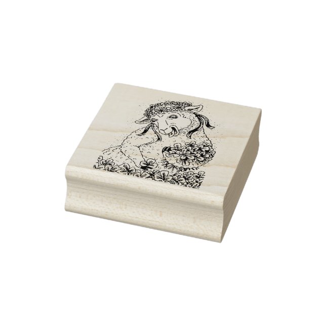 ST. PATRICK'S IRISH EWE AND SHAMROCKS RUBBER STAMP (Stamp)