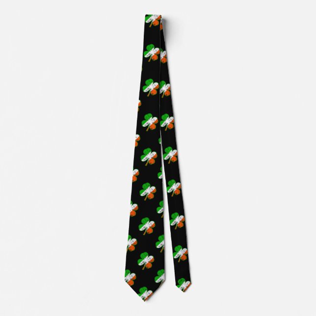 St Patricks Irish Flag Shamrock in grunge style Tie (Front)