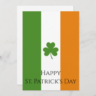 St Patrick's Irish Flag w Shamrock   Personalize Holiday Card