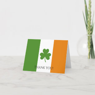 St Patrick's Irish Flag w Shamrock   Personalize Thank You Card