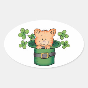 St. Patricks Kitty Oval Sticker