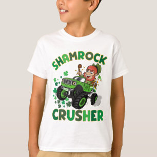 St Patricks leprechaun monster truck  shamrock  T-Shirt