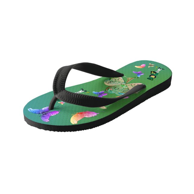 St. Patrick's Leprechauns Pair of Flip Flops (Angled)