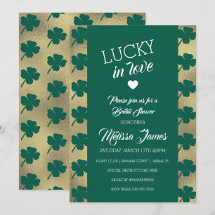 St. Patricks Lucky Bridal Shower Green Shamrock Invitation