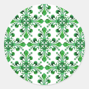 St. Patrick's Lucky Fleur de lis Classic Round Sticker