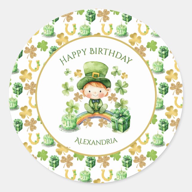 St Patricks Lucky One First Birthday  Classic Round Sticker (Front)