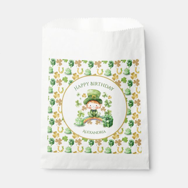 St Patricks Lucky One First Birthday  Favour Bag (Front)