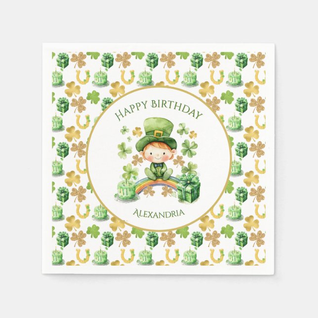 St Patricks Lucky One First Birthday  Napkin (Front)