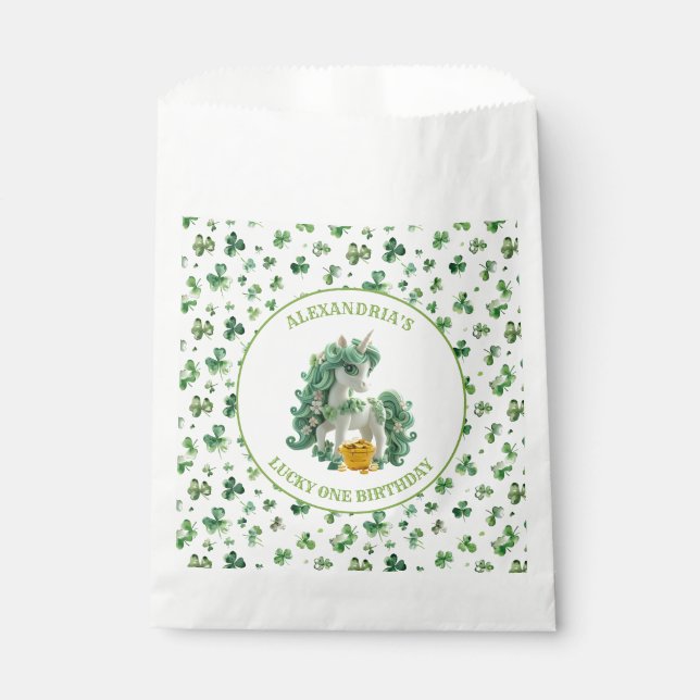 St Patricks Lucky One Unicorn Favour Bag (Front)