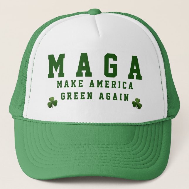 St. Patrick's MAGA Make America Green Again Trucker Hat (Front)