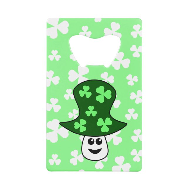 St. Patrick's Mushroom Bottle Opener Wallet Bottle Opener (Front)