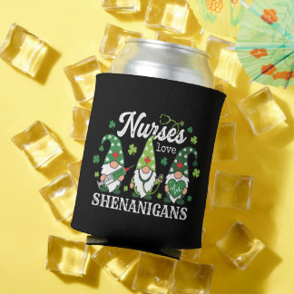 St Patricks Nurses Love Shenanigans Gnomes Scrub Can Cooler