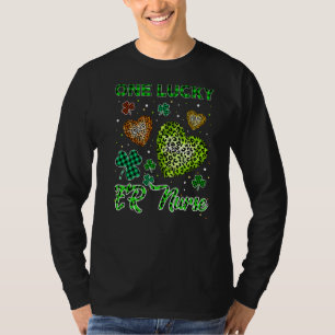 St Patricks One Lucky Er Nurse Buffalo Leopard Hea T-Shirt