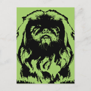 St Patricks - Pekingese  Silhouette - Pebbles Postcard