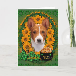 St Patricks - Pot of Gold - Basenji Card