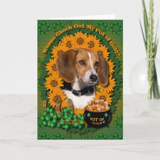 St Patricks - Pot of Gold - Beagle Card (Front)