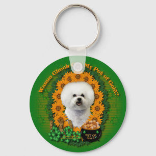 St Patricks - Pot of Gold - Bichon Frise Keychain