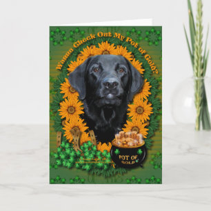 St Patricks - Pot of Gold - Labrador - Black -Gaug Card