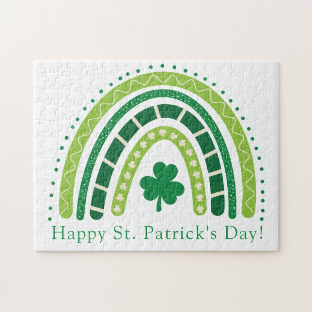 St. Patrick's Rainbow |	Happy Whimsical Shamrock Jigsaw Puzzle (Horizontal)