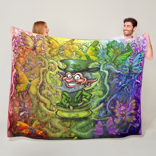 St. Patrick's Rainbow Magic Fleece Blanket (In Situ)