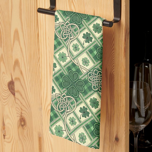  St Patrick's Shamrocks n Intertwined Celtic Knots Kitchen Towel (Creator Uploaded)