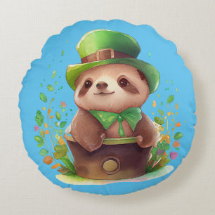 St. Patrick's Sloth and Raccoon Reversible Pillow