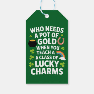 St Patricks Teacher Lucky Charm Clover Irish Gift Tags